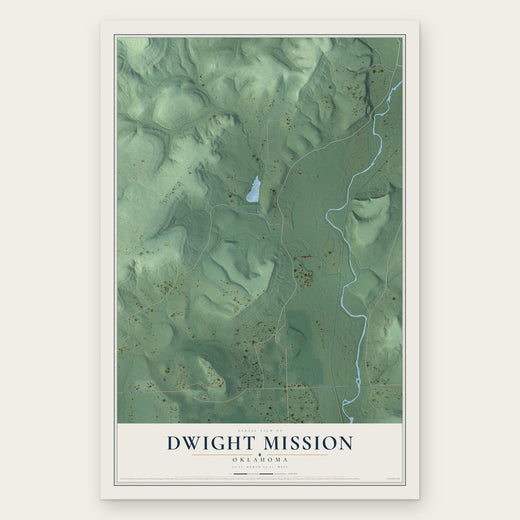 Dwight Mission, Oklahoma map print, the full design