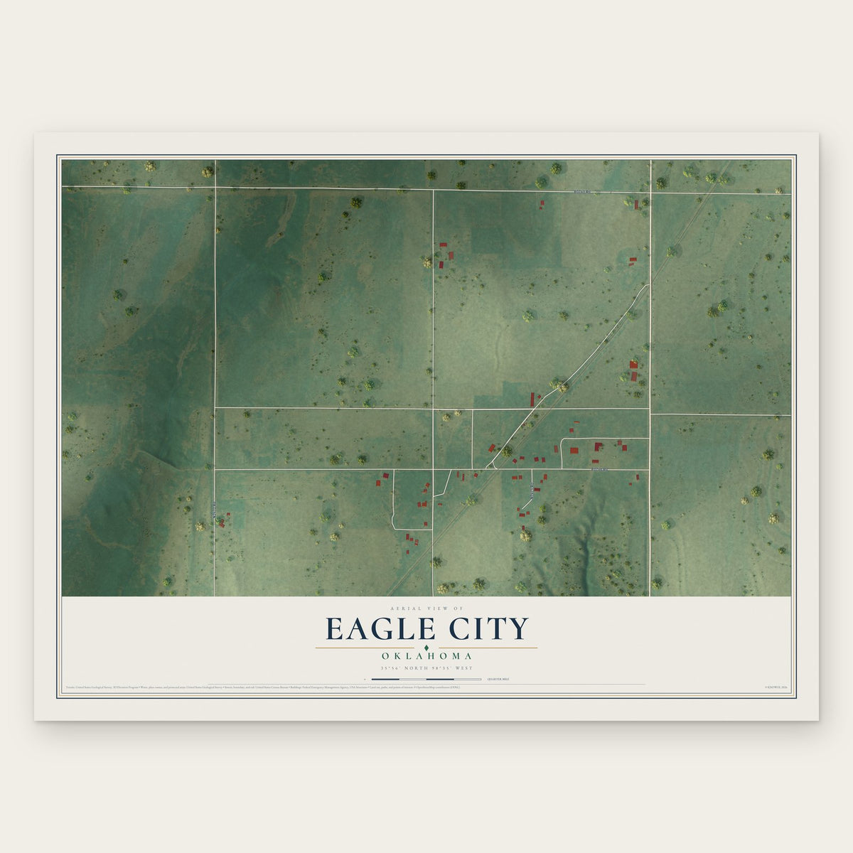Eagle City, Oklahoma map print, the full design