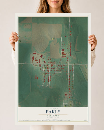 Map of Eakly, Oklahoma, 24 x 36 inch unframed archival matte print