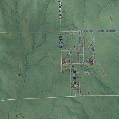 Close-up of the map of Earlsboro, Oklahoma print showing street and building detail