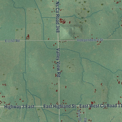 Second close-up of the map of Earlsboro, Oklahoma print showing more streets and buildings