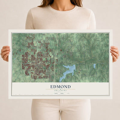 Map of Edmond, Oklahoma, 12 x 18 inch unframed archival matte print