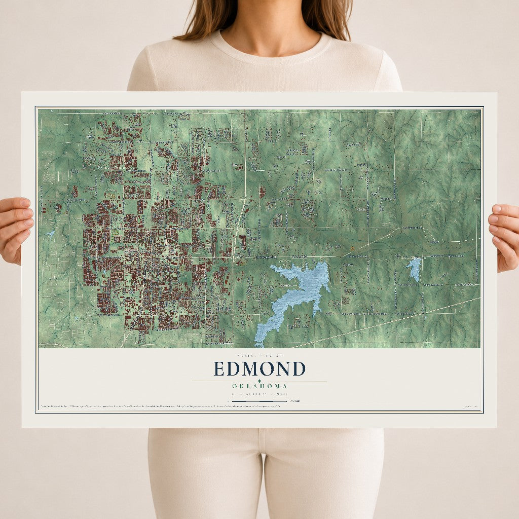 Map of Edmond, Oklahoma, 18 x 24 inch unframed archival matte print