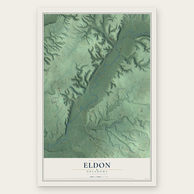 Eldon, Oklahoma map print, the full design
