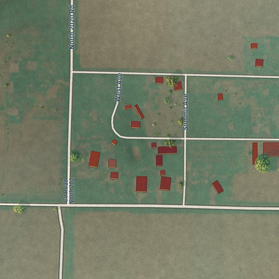 Second close-up of the map of Elmer, Oklahoma print showing more streets and buildings