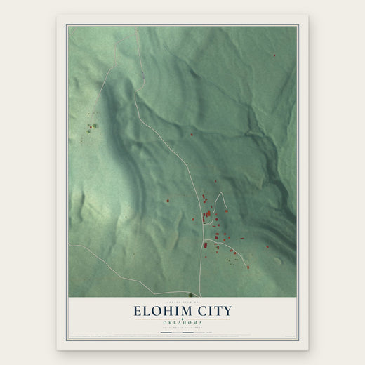 Elohim City, Oklahoma map print, the full design