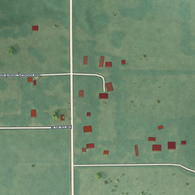 Close-up of the map of Emet, Oklahoma print showing street and building detail