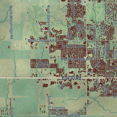 Second close-up of the map of Enid, Oklahoma print showing more streets and buildings