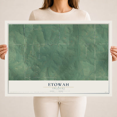Map of Etowah, Oklahoma, 18 x 24 inch unframed archival matte print