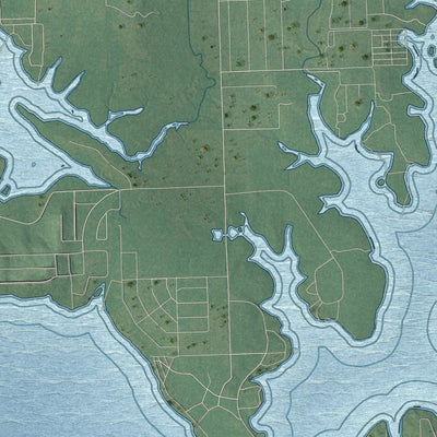 Second close-up of the map of Eufaula, Oklahoma print showing more streets and buildings