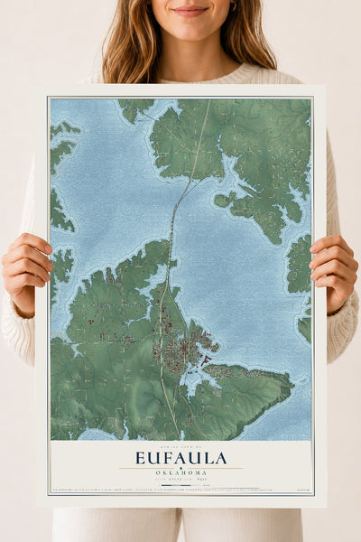 Map of Eufaula, Oklahoma, 18 x 24 inch unframed archival matte print
