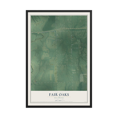 Map of Fair Oaks, Oklahoma, 12 x 18 inch print in a black wood frame