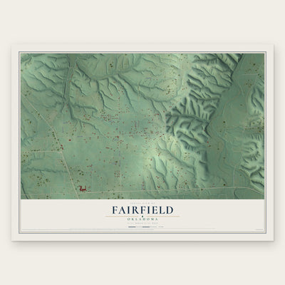 Fairfield, Oklahoma map print, the full design