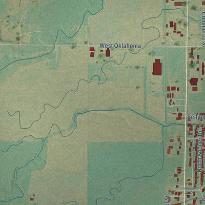 Second close-up of the map of Fairview, Oklahoma print showing more streets and buildings