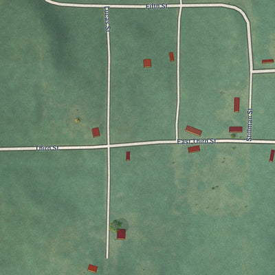 Close-up of the map of Fallis, Oklahoma print showing street and building detail