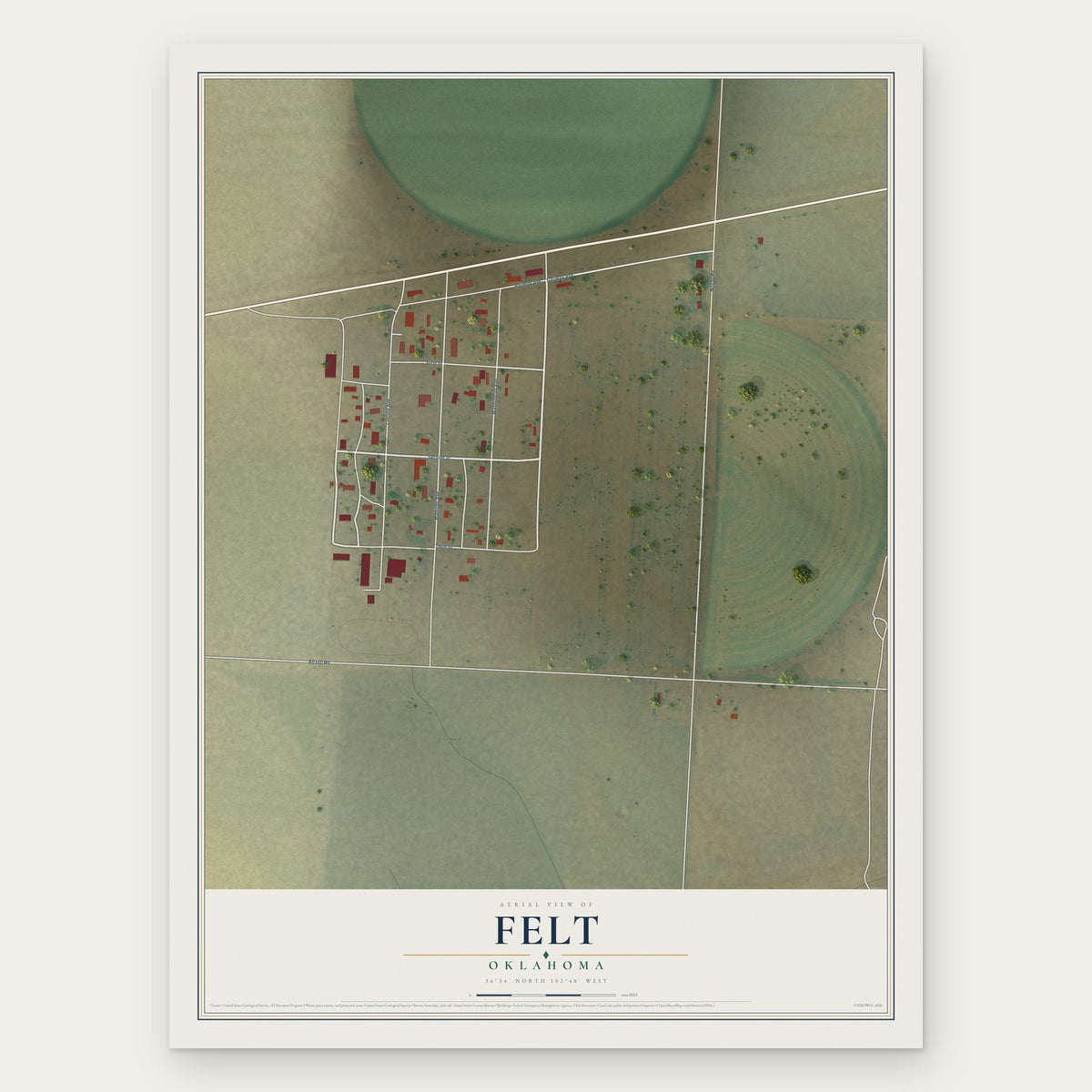 Felt, Oklahoma map print, the full design