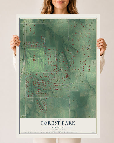 Map of Forest Park, Oklahoma, 24 x 36 inch unframed archival matte print