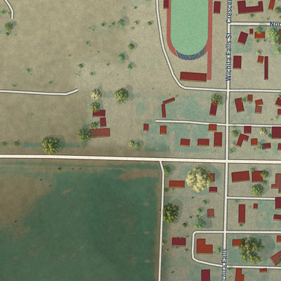Second close-up of the map of Forgan, Oklahoma print showing more streets and buildings