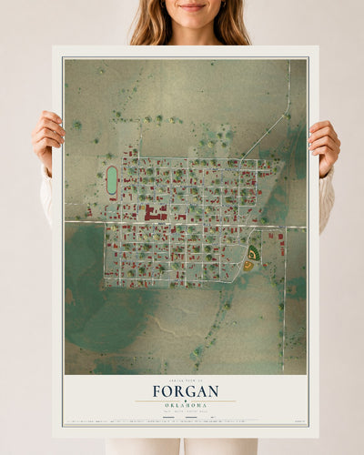 Map of Forgan, Oklahoma, 24 x 36 inch unframed archival matte print