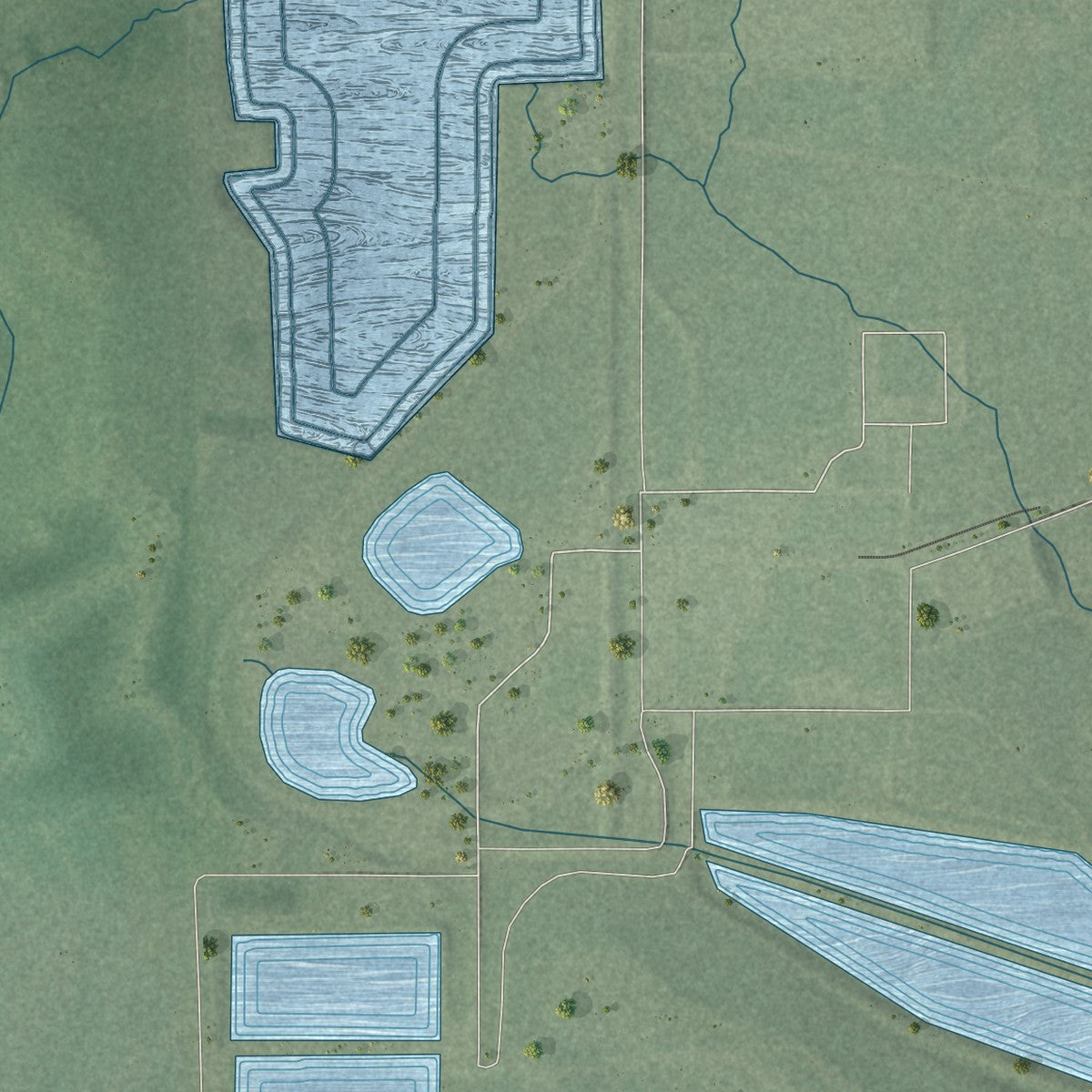 Second close-up of the map of Fort Towson, Oklahoma print showing more streets and buildings