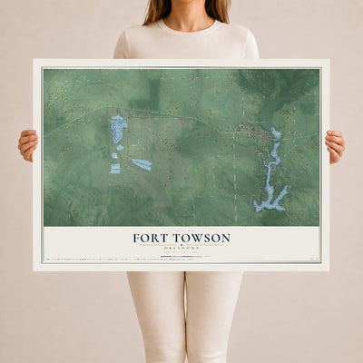 Map of Fort Towson, Oklahoma, 24 x 36 inch unframed archival matte print
