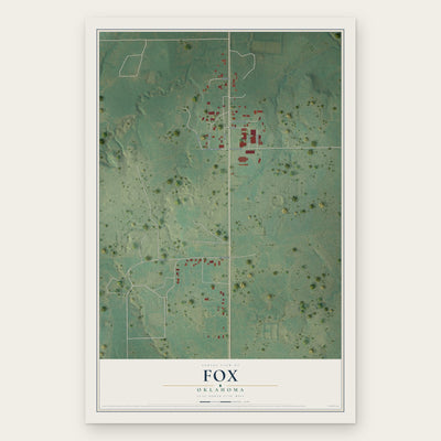 Fox, Oklahoma map print, the full design