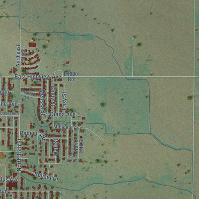 Second close-up of the map of Frederick, Oklahoma print showing more streets and buildings