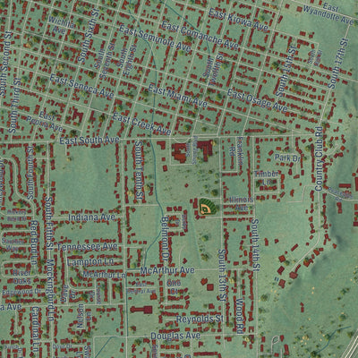 Close-up of the map of Frink, Oklahoma print showing street and building detail