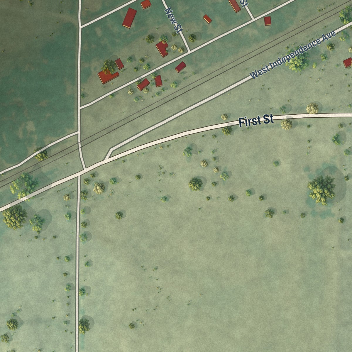 Second close-up of the map of Gage, Oklahoma print showing more streets and buildings