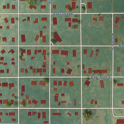 Second close-up of the map of Garber, Oklahoma print showing more streets and buildings