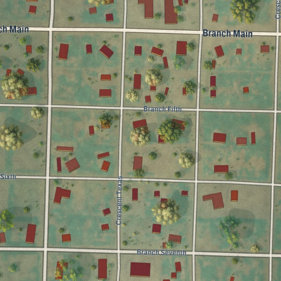 Close-up of the map of Gate, Oklahoma print showing street and building detail