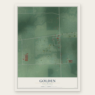Golden, Oklahoma map print, the full design