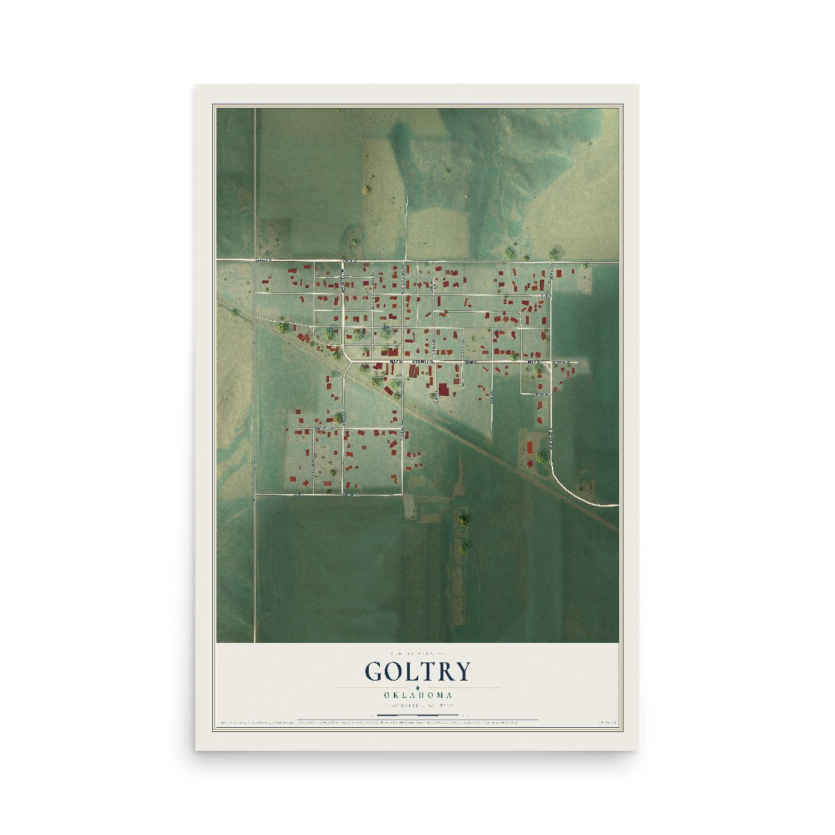 Map of Goltry, Oklahoma, 12 x 18 inch unframed archival matte print