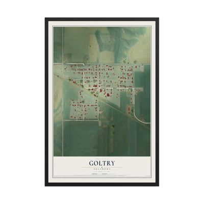 Map of Goltry, Oklahoma, 12 x 18 inch print in a black wood frame