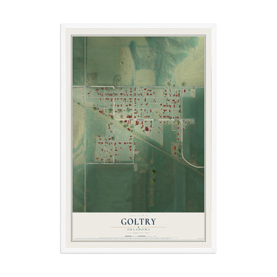 Map of Goltry, Oklahoma, 12 x 18 inch print in a white wood frame