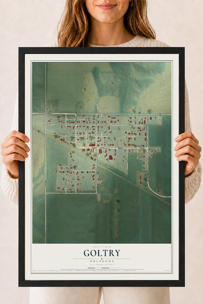 Map of Goltry, Oklahoma, 18 x 24 inch print in a black wood frame