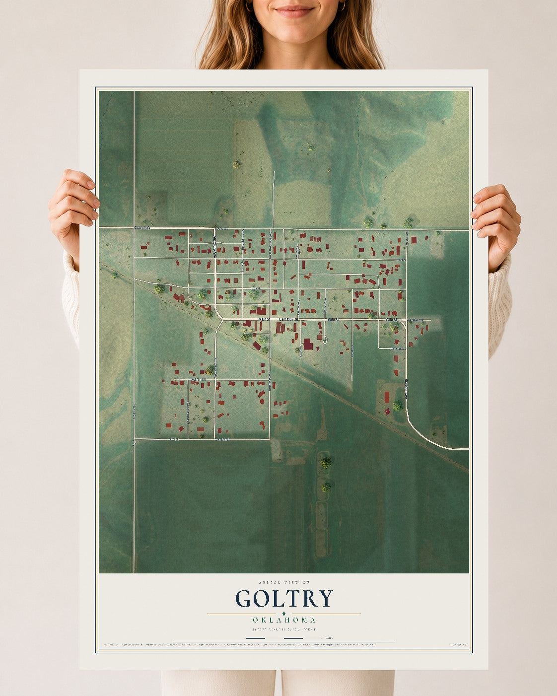 Map of Goltry, Oklahoma, 24 x 36 inch unframed archival matte print
