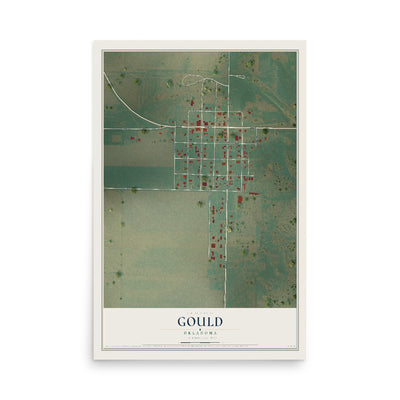 Map of Gould, Oklahoma, 12 x 18 inch unframed archival matte print