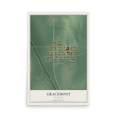 Map of Gracemont, Oklahoma, 12 x 18 inch unframed archival matte print