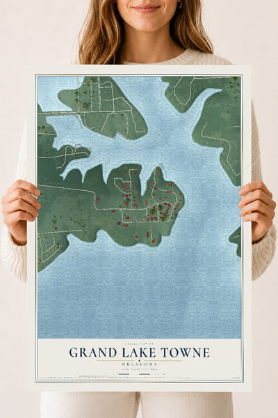 Map of Grand Lake Towne, Oklahoma, 18 x 24 inch unframed archival matte print