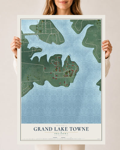 Map of Grand Lake Towne, Oklahoma, 24 x 36 inch unframed archival matte print