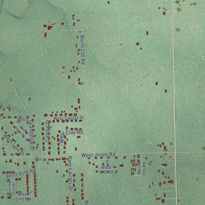 Close-up of the map of Grandview, Oklahoma print showing street and building detail