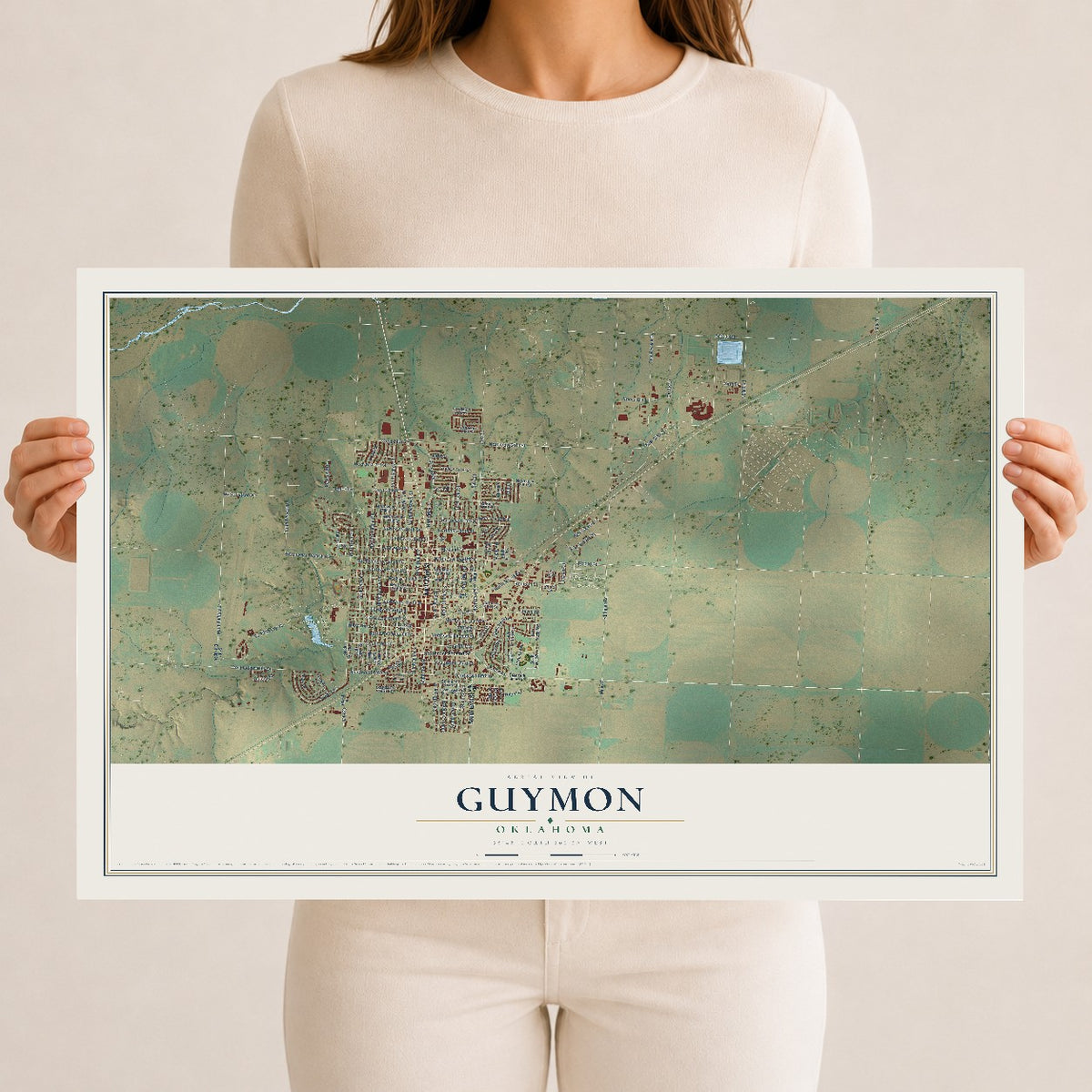 Map of Guymon, Oklahoma, 12 x 18 inch unframed archival matte print
