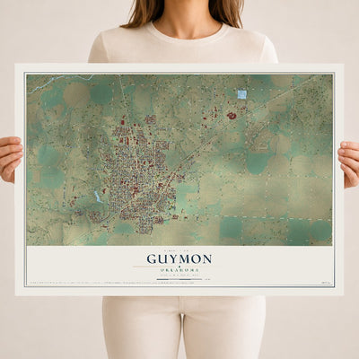 Map of Guymon, Oklahoma, 18 x 24 inch unframed archival matte print