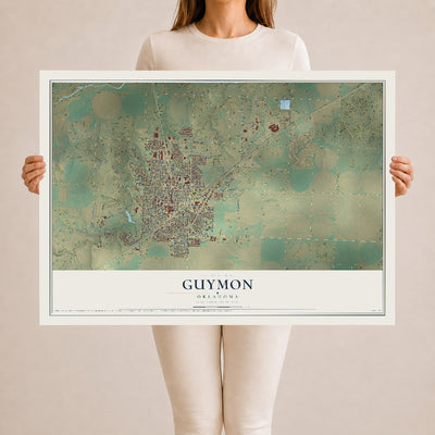 Map of Guymon, Oklahoma, 24 x 36 inch unframed archival matte print