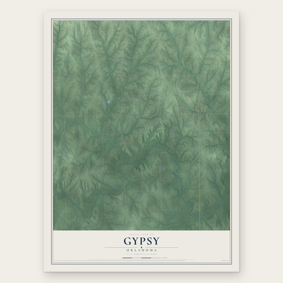Gypsy, Oklahoma map print, the full design