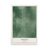 Map of Hallett, Oklahoma, 12 x 18 inch unframed archival matte print