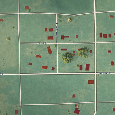 Close-up of the map of Hallett, Oklahoma print showing street and building detail