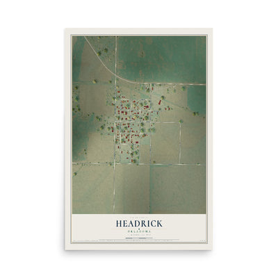 Map of Headrick, Oklahoma, 12 x 18 inch unframed archival matte print