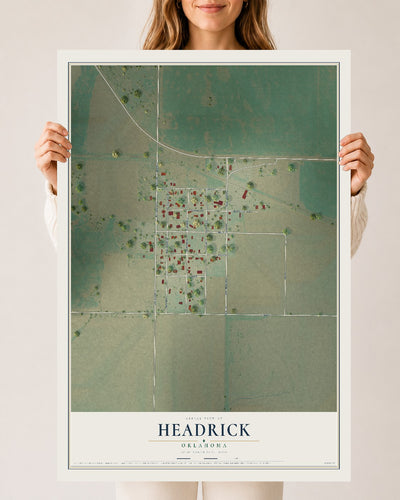 Map of Headrick, Oklahoma, 24 x 36 inch unframed archival matte print